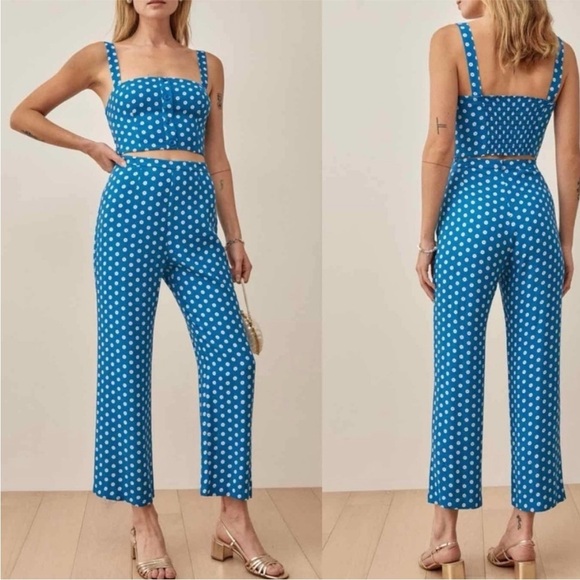 Reformation Tops - Reformation | River Floral Blue White Jimmy Top | Size 2 FLAWED